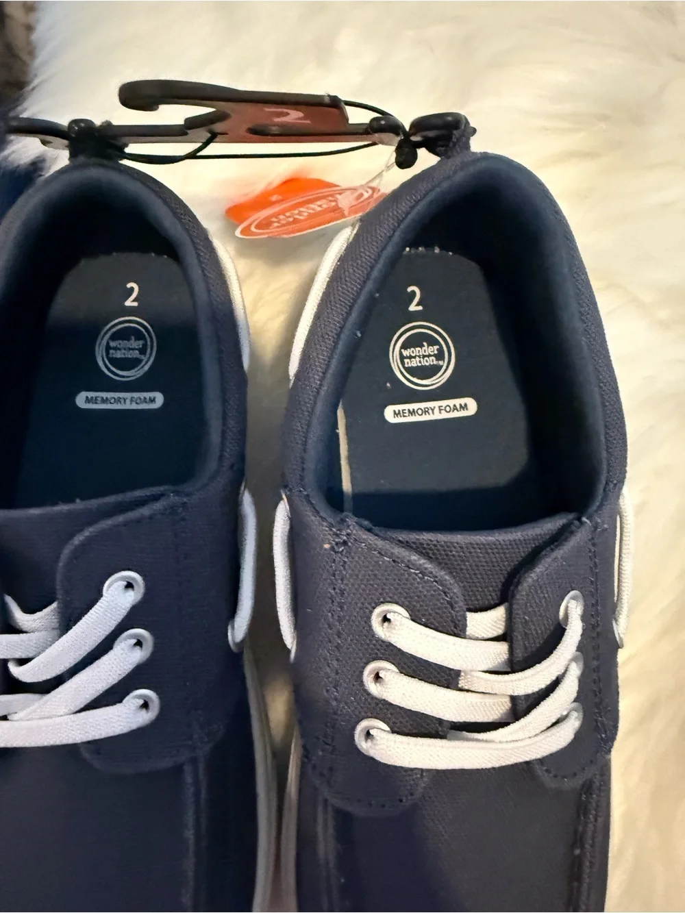 Memory Foam Canvas Sneakers - Navy with White Laces